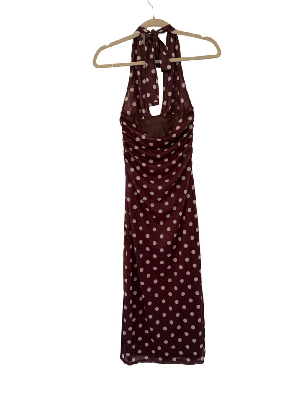 Caroline Constas Brown Polka Dot Halter Cover Up Maxi Dress S NWT - Picture 4 of 7